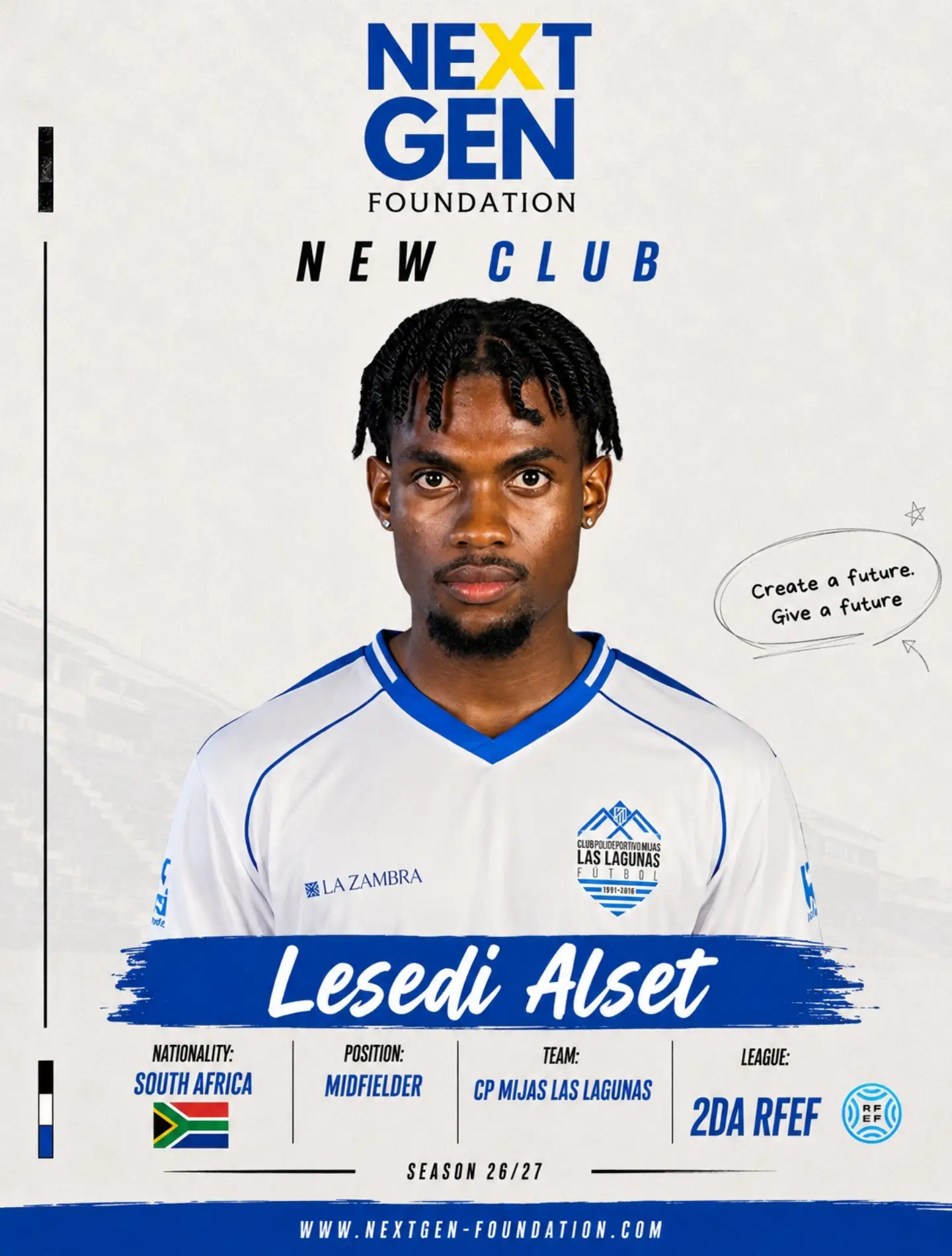 Le milieu sud-africain Lesedi Alset avec le maillot du CP Mijas Las Lagunas pour la saison 2026/27